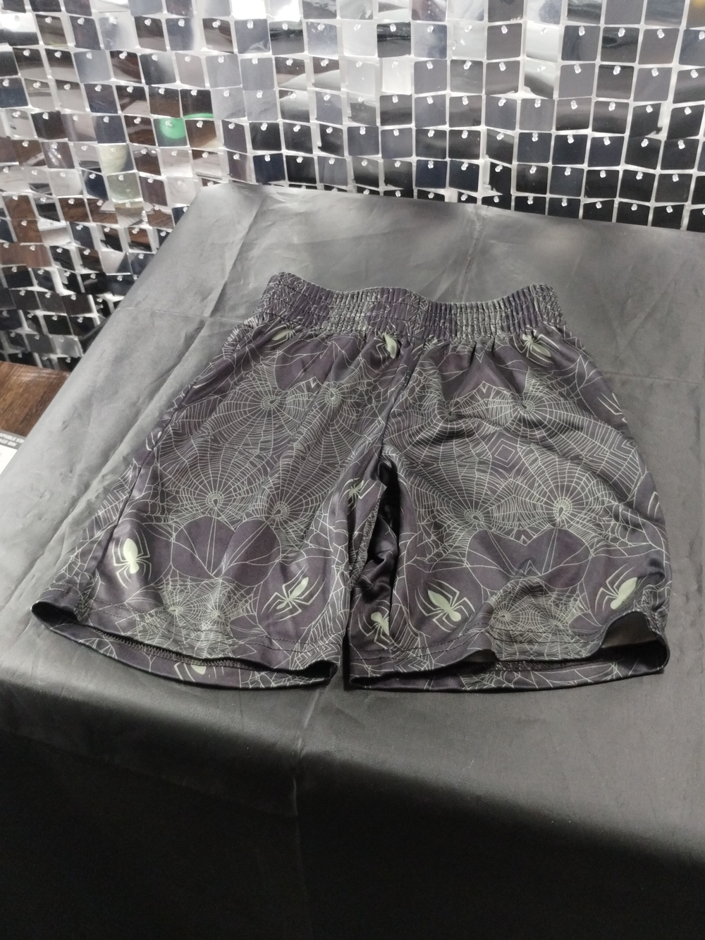 Others Follow Black Athletic Shorts with Spiderweb Print and Pale Green Accents